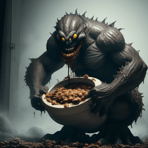 AI generated: monster eating shit