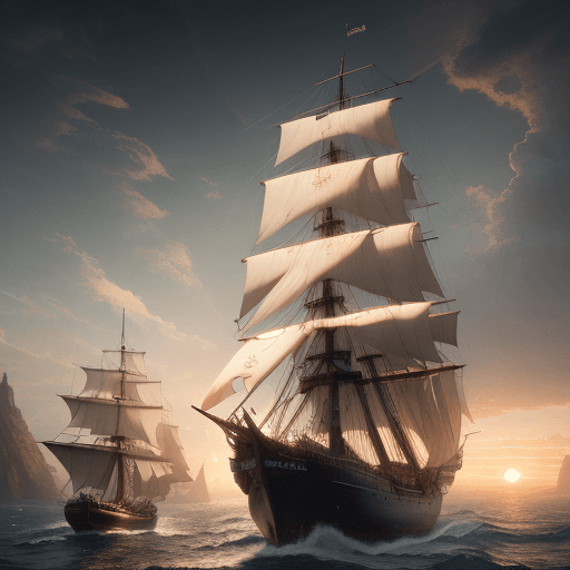 AI generated: Photo of a ultra realistic sailing ship, dramatic light, pale sunrise, cinematic lighting, battered,...