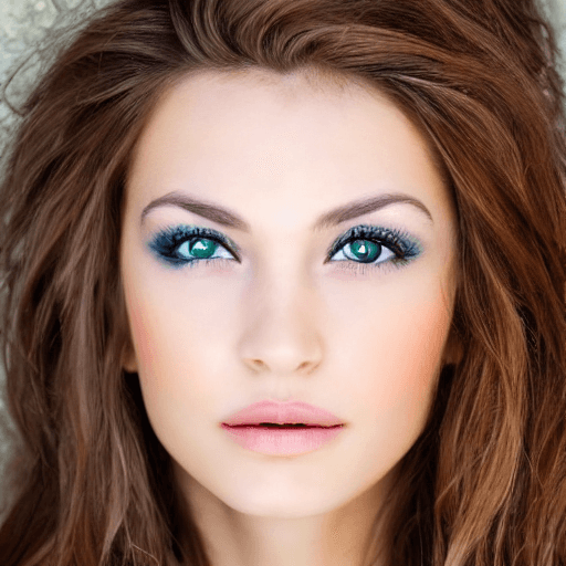 AI generated: beautiful girl with brown hair and green eyes