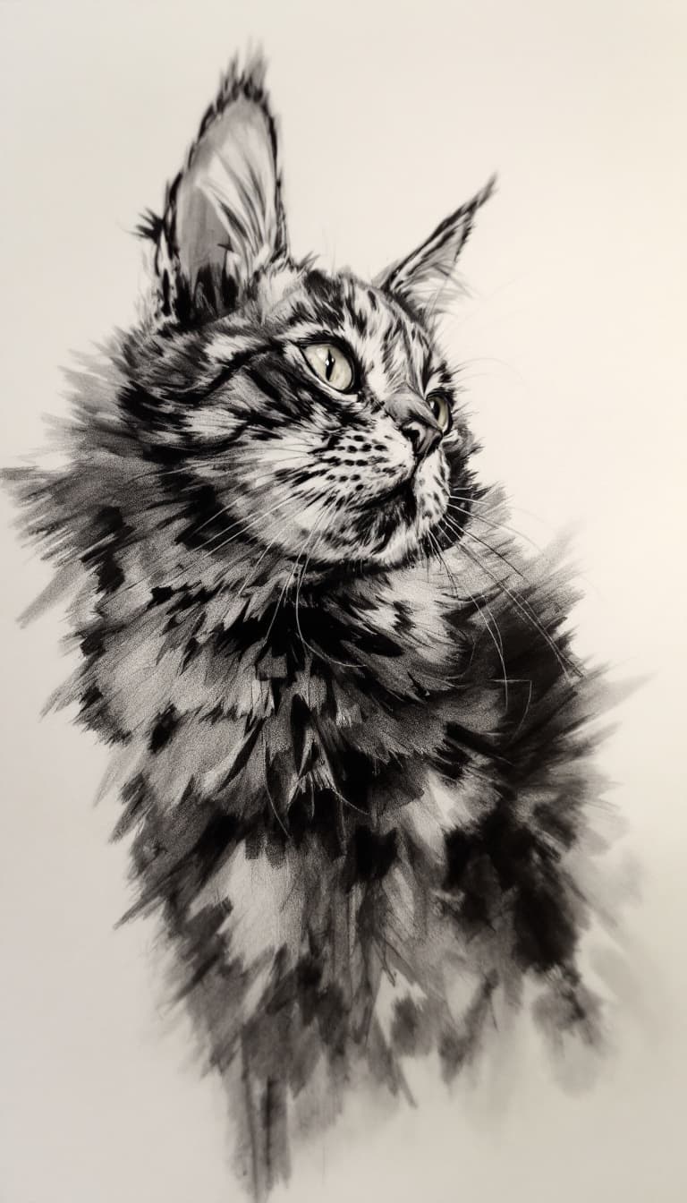 AI generated: Cat, charismatic, charcoal sketch