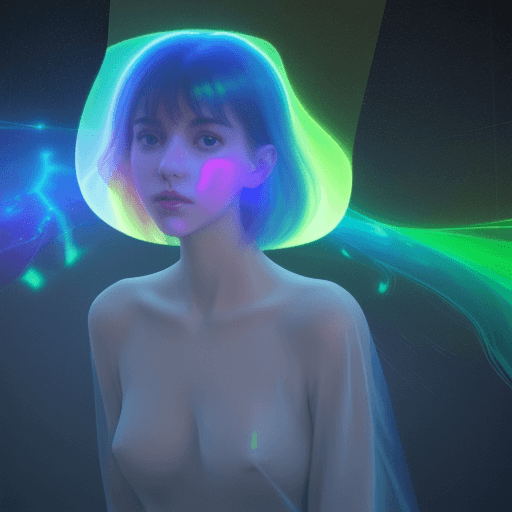 AI generated: Explore the future of painting with a holographic approach. Use luminous layers to overlay scenes , ...