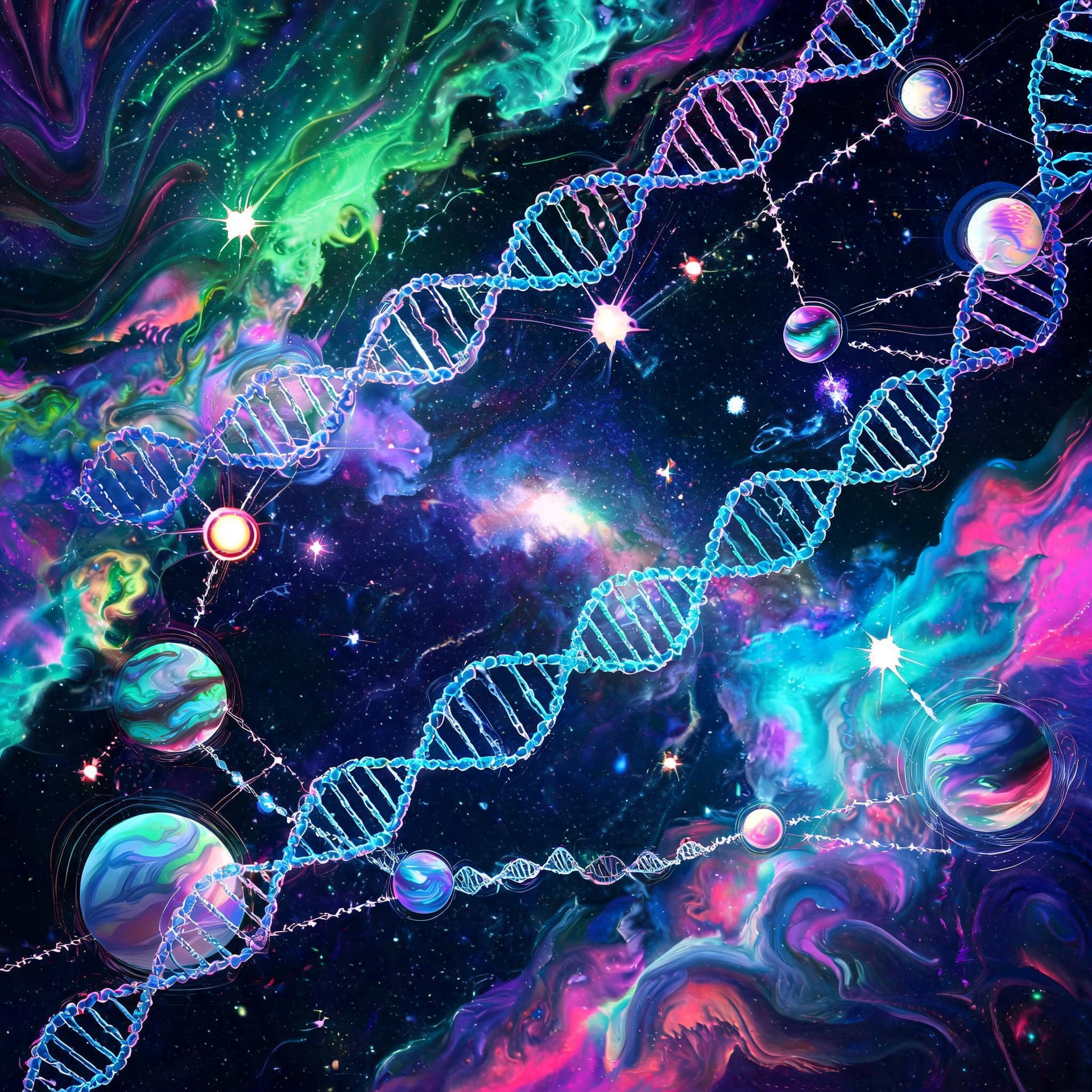 AI generated: A view of galaxies in a parallel universe where the known rules of nature do not apply. Where the vi...
