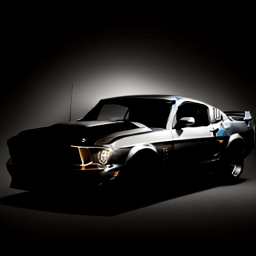 AI generated: Professional photo in 4K HD by an auto designer, Ford Mustang Eleanor, in the style of auto design, ...