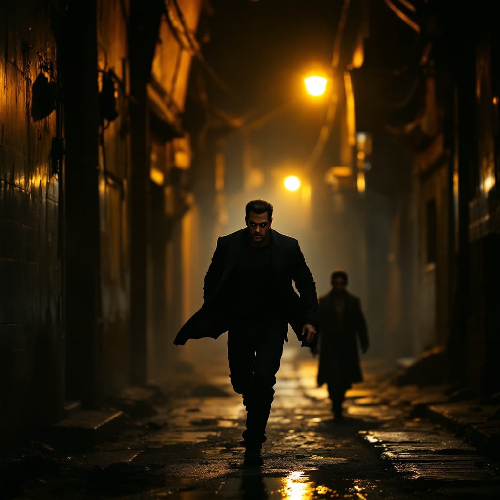 AI generated: Now, envision a scene featuring these elements: A hero (like Salman Khan's Tiger) dashing through na...