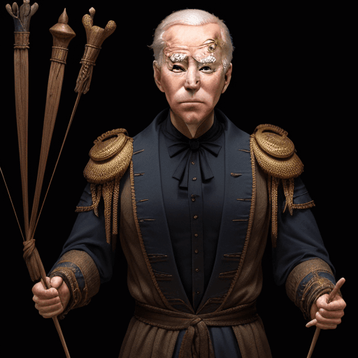 AI generated: Biden as wooden puppet with strings , arrogant, powerful, high fantasy, epic, cinematic, internal gl...
