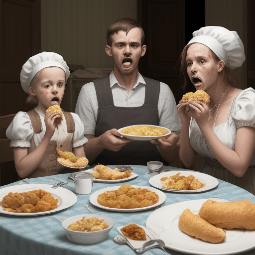 AI generated: family of crucians eating shit