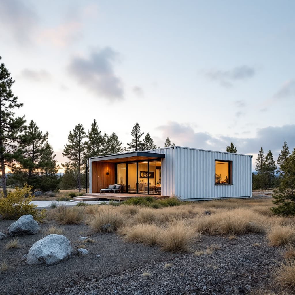 AI generated: beautiful modern container house located in Lassen County California, on an Alfalfa Ranch archdaily ...