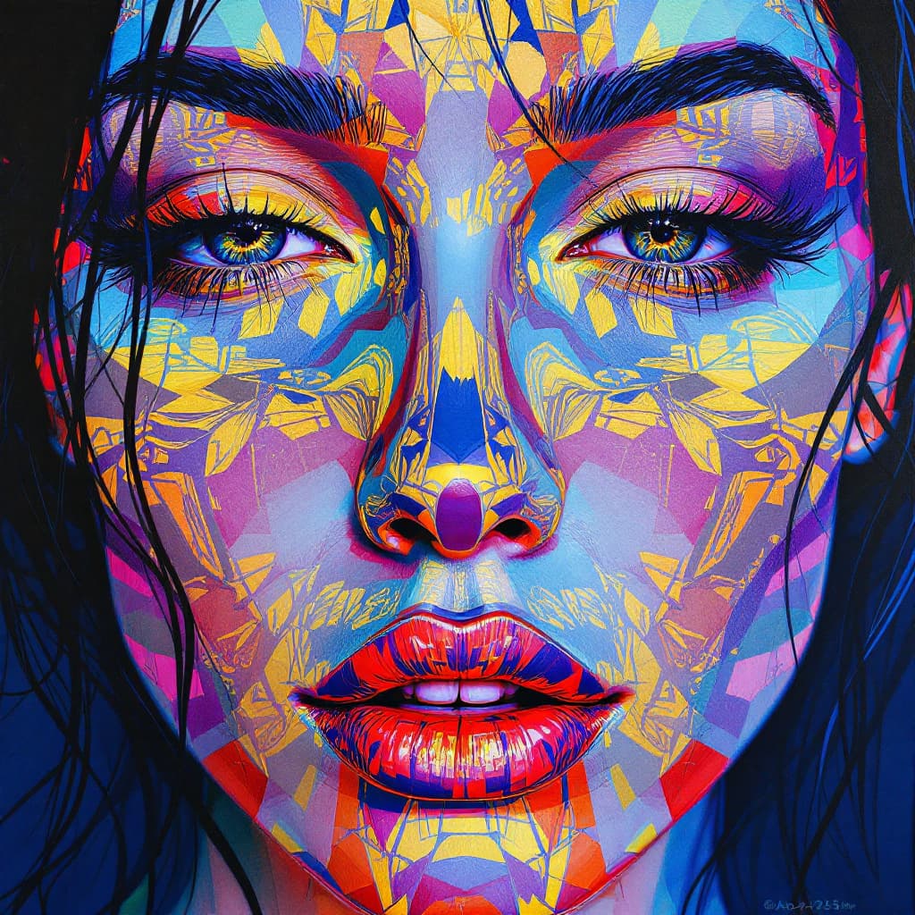 AI generated: color drawing of a woman's face, daz3d, blink-and-you-miss-it detail, emotional landscapes, realisti...