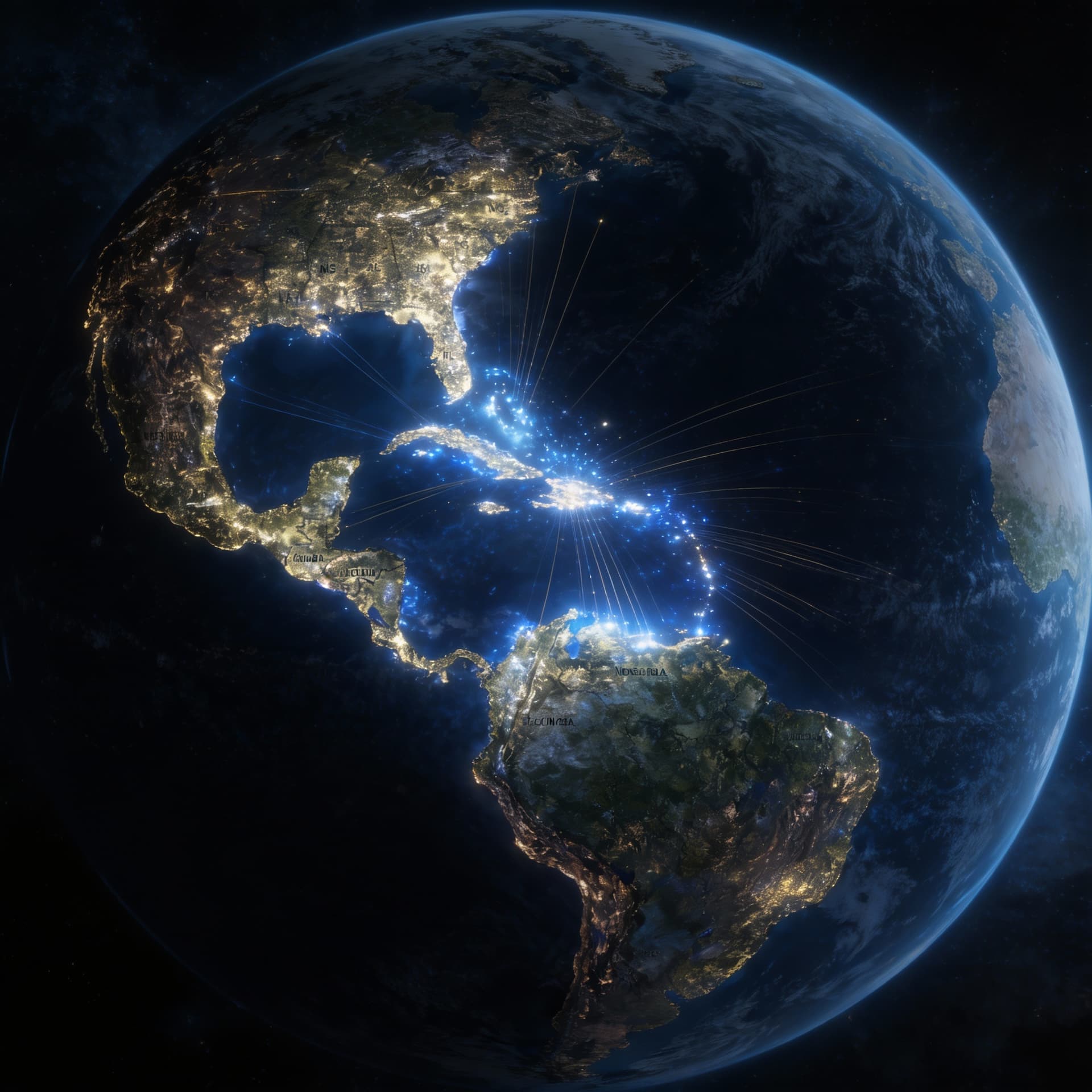 AI generated: Copy the reference images and create an orbital view of Earth from space, Western Hemisphere centere...