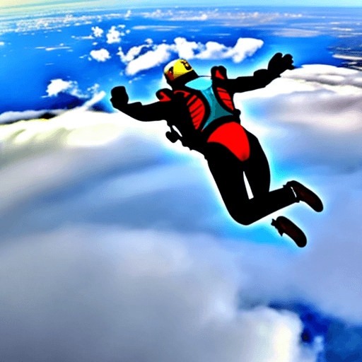 AI generated: Skydiver falling through the clouds