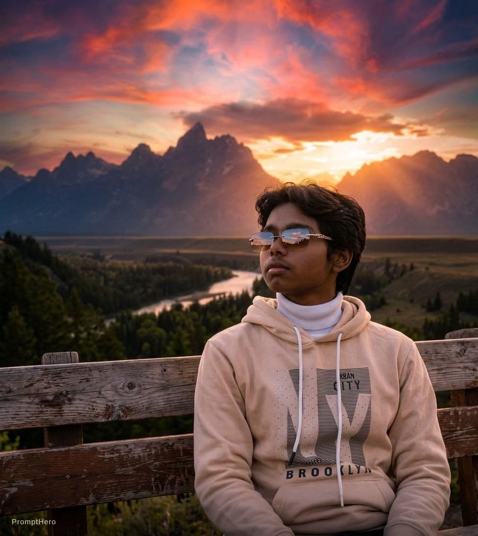 AI generated: Beautiful sunset over mountain