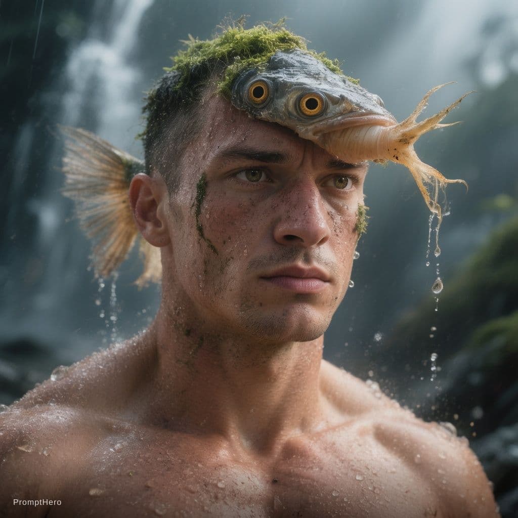 AI generated: body builder but fish head