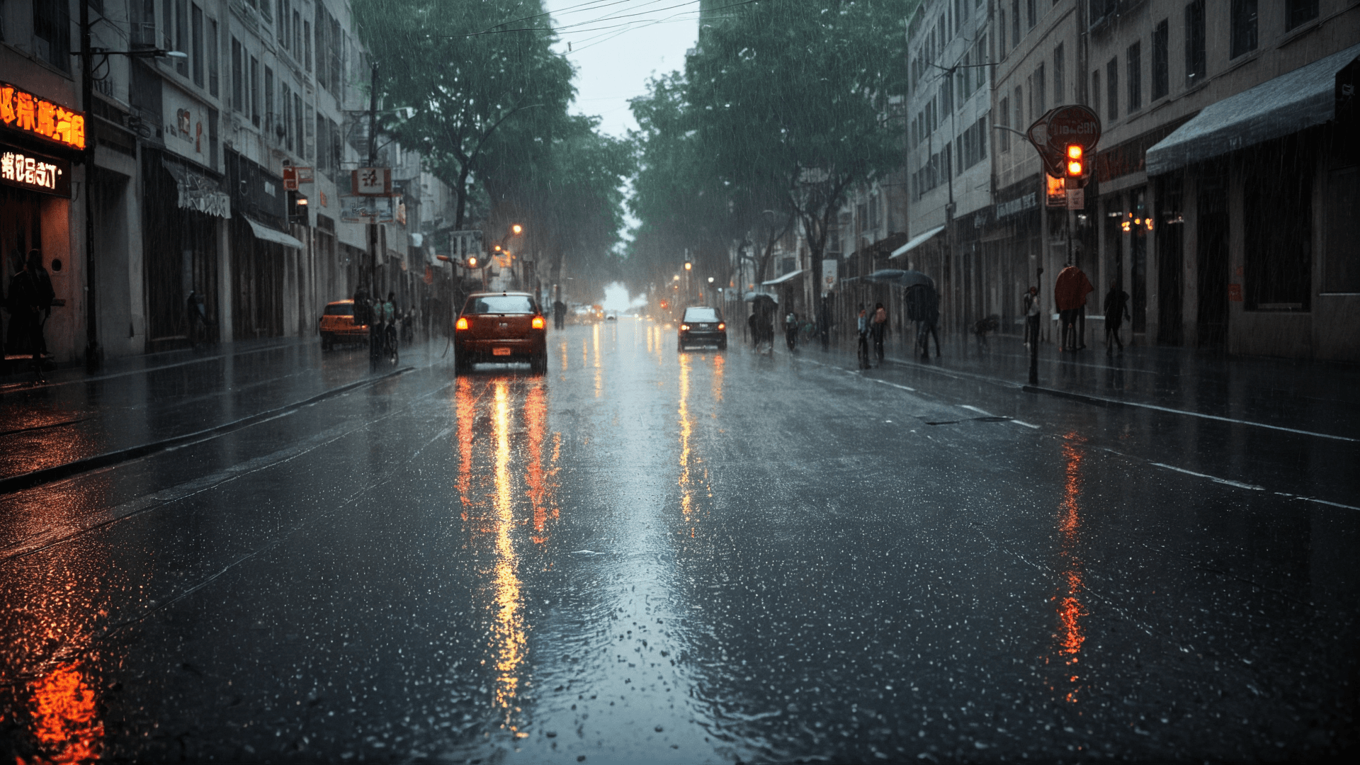 AI generated: a street, rain