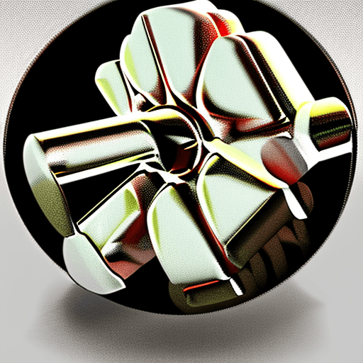 AI generated: A gear with a bomb on center, 3D, modern, Military