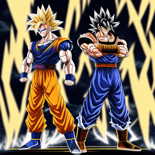 AI generated: High-resolution, intense digital art of Goku and Vegeta, standing side by side in a powerful and sty...