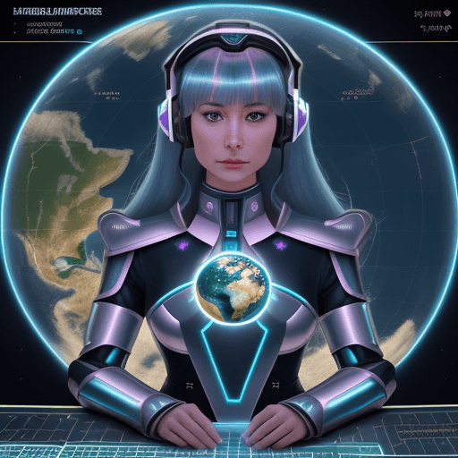 AI generated: "In the year 5000, the female ruler who were headset of planet Earth is depicted in her command cent...