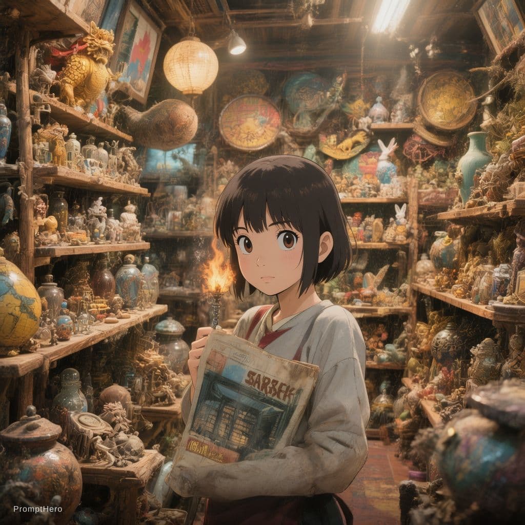 AI generated: store full of curious collectibles :: incredible, anime, Digital 2D, animated by Kyoto Animation, St...