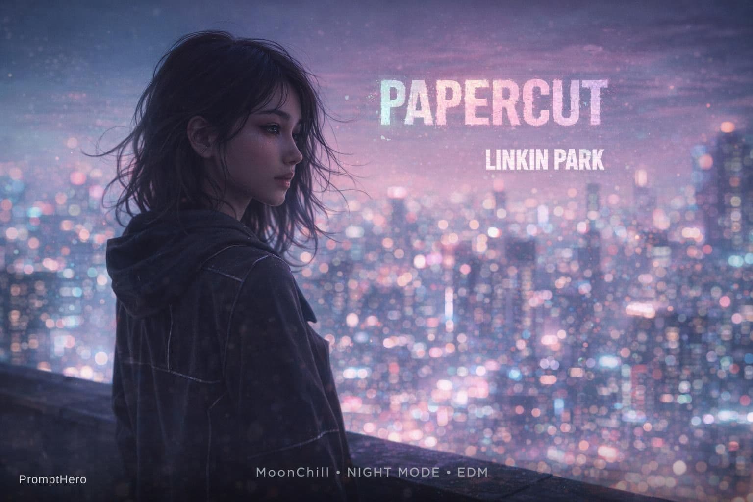 AI generated: { "meta": { "aesthetic_goal": "Ultra Realistic Cinematic Music Cover / Soft Cyberpunk Pastel", "vibe...