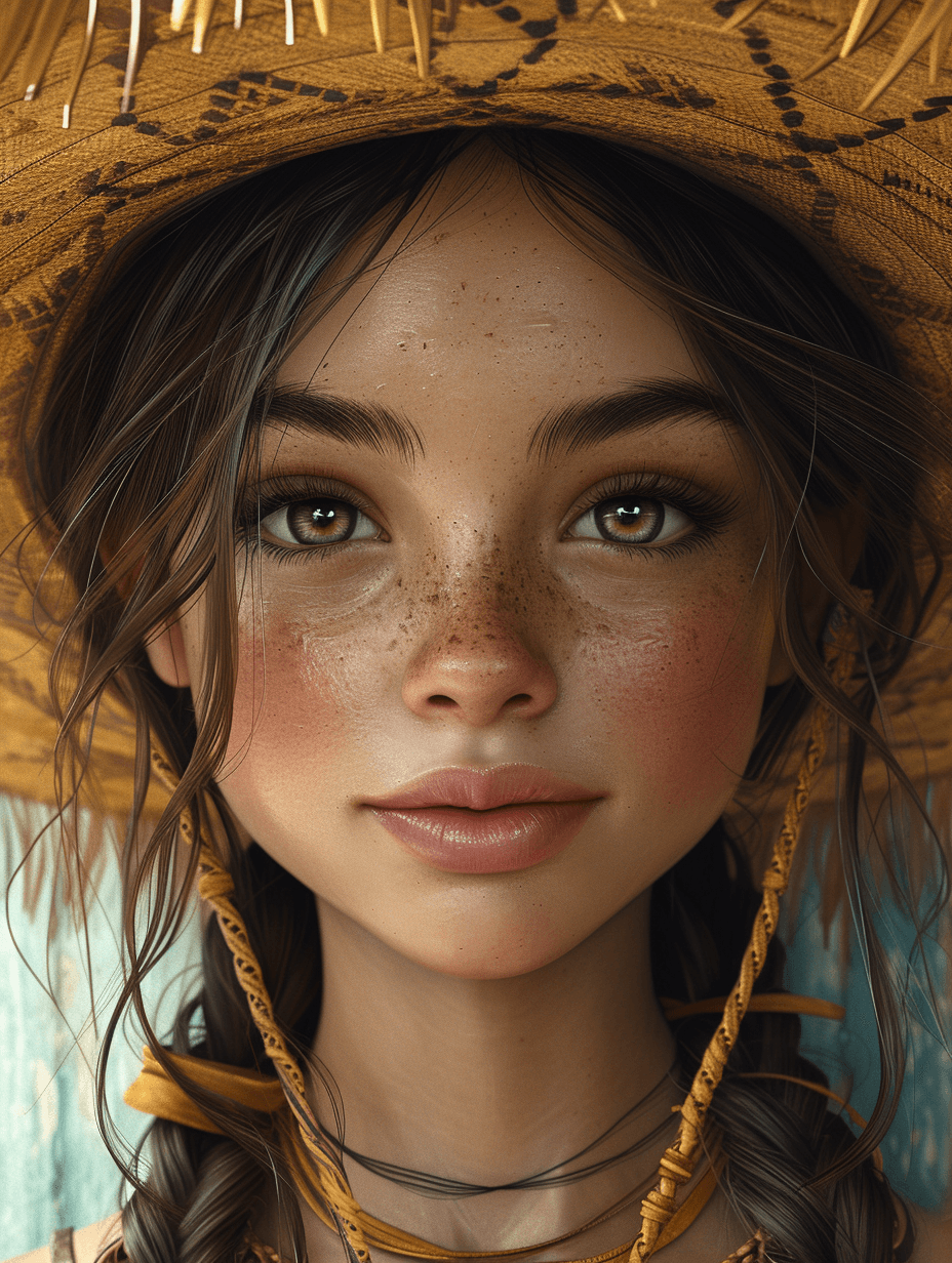 AI generated: a cartoon mexican girl with a sombrero, in the style of mike deodato, craig davison, greg rucka, gra...