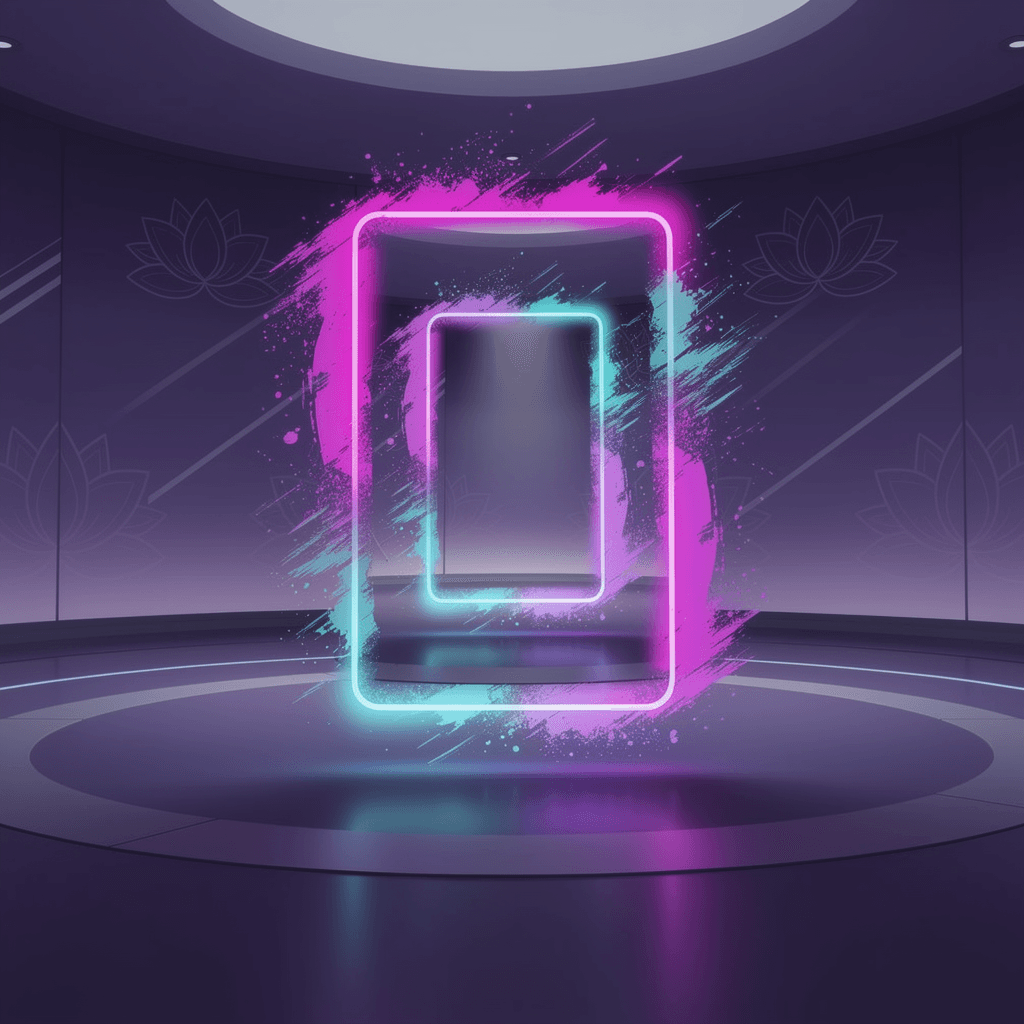 AI generated: creative studio space in futuristic setting, dark purple ambient with bright 
creative energy, centr...