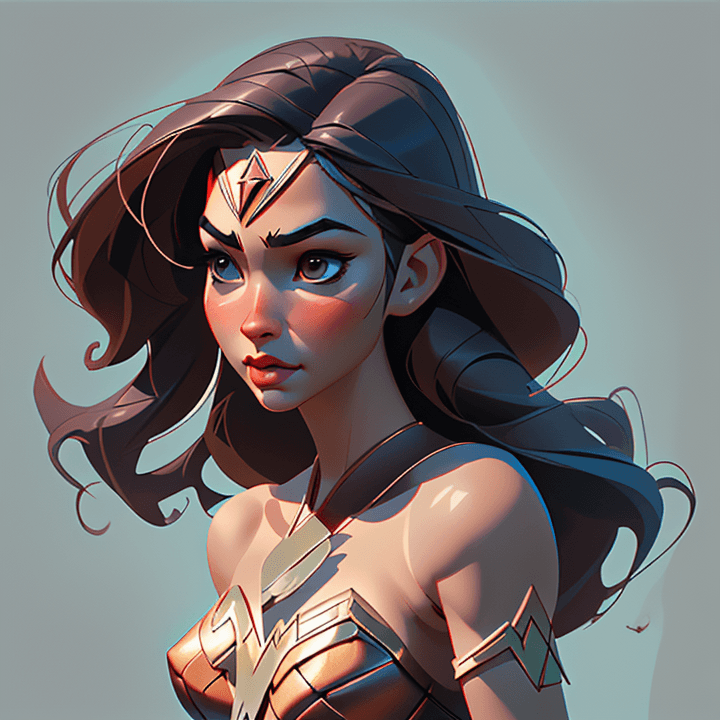 AI generated: Wonder Woman Dress up, Delicate Smooth female, bust Portrait, Asian actress face, super Clear facial...