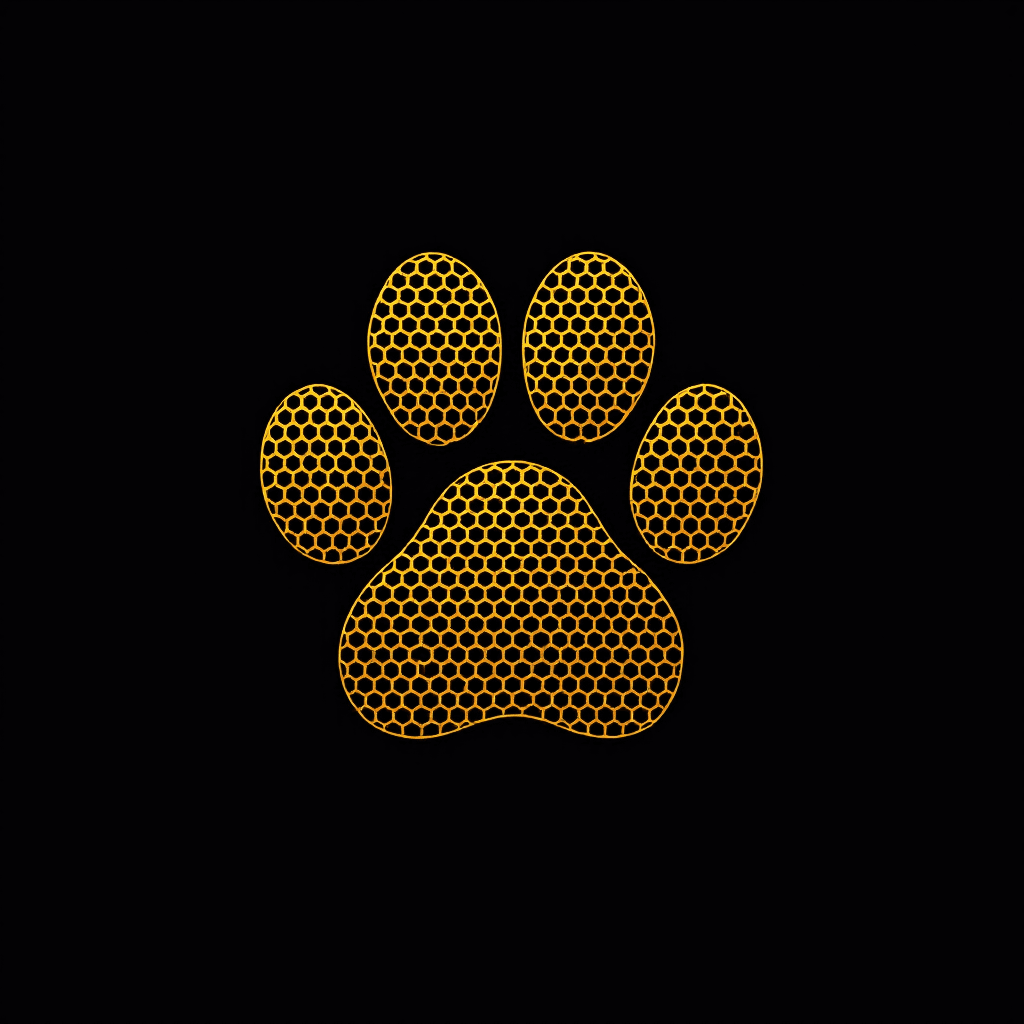 AI generated: Design a simple, bold paw logo in a clean, modern style. The paw should be stylized with a honeycomb...