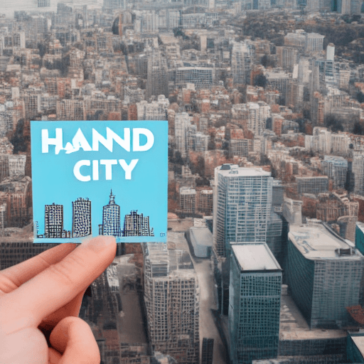 AI generated: hand pointing city mockup