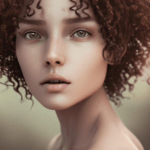 AI generated: High-resolution woman, realistic photograph, dreamy brown eyes, long curly hair, beautiful and lean ...