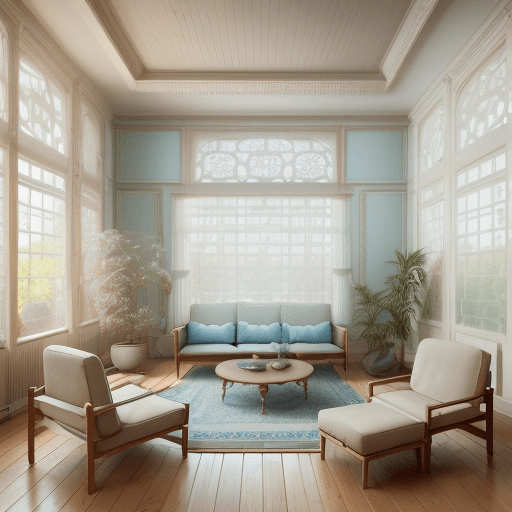 AI generated: High resolution photography interior design, dreamy sunken living room conversation pit, wooden floo...