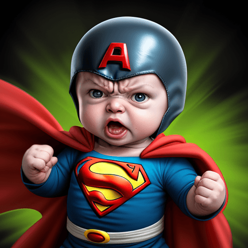 AI generated: angry baby super hero
