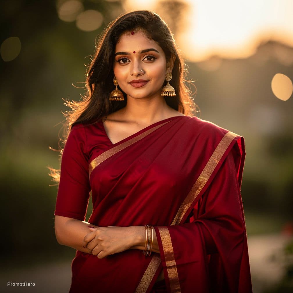 AI generated: girl red saree
