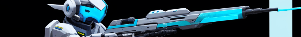 AI generated: protogen, (protogen face:1.1), (protogen visor:1.1) a protogen soldier with cyan glow, aiming throug...