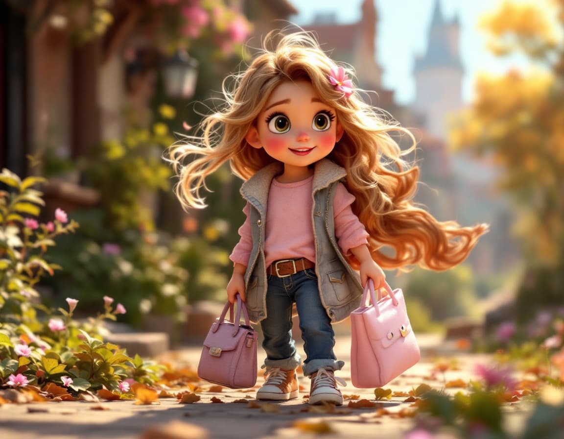 AI generated: crie uma imagemSEM CORTAR NADA da CINDERELA, DISNEY PIXAR, miniatura, 4 anos, cabelos loiros, com ro...