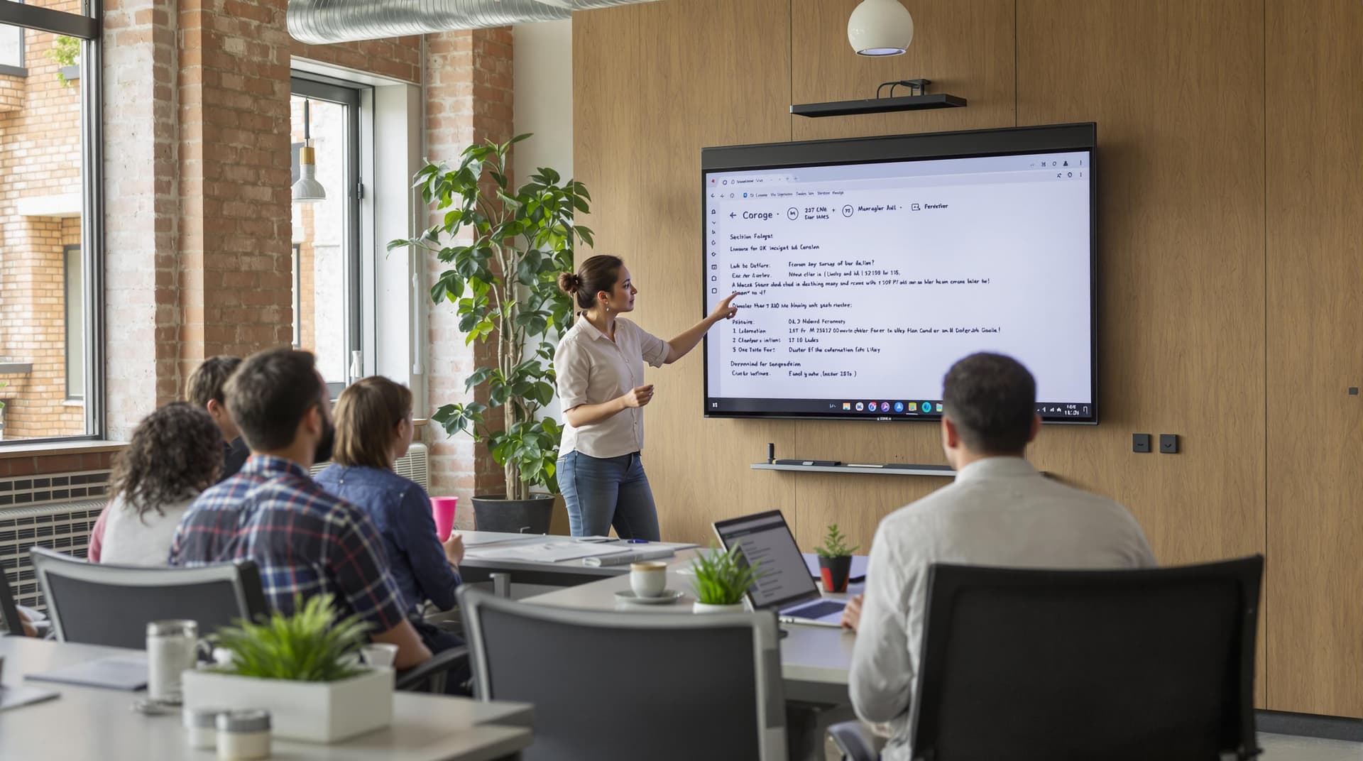 AI generated: /imagine prompt: Diverse team collaborating in modern coworking space, 28-year-old East Asian woman ...