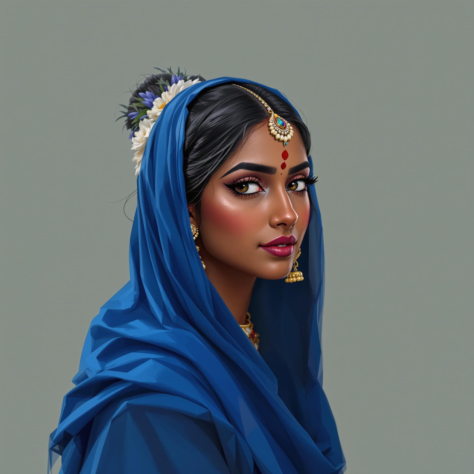 AI generated: a india woman, hyper-realistic pop, traditional animation --chaos 75 --ar 1:2 --style raw --profile ...