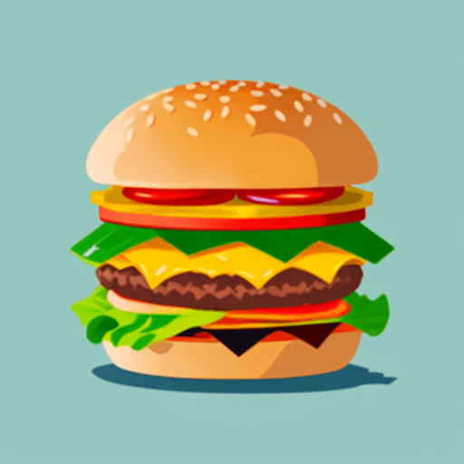 AI generated: logo of a hamburger , minimalism, stylized, in the style of 90's anime