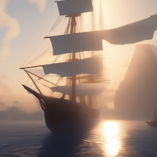 AI generated: Photo of a ultra realistic sailing ship, dramatic light, pale sunrise, cinematic lighting, battered,...