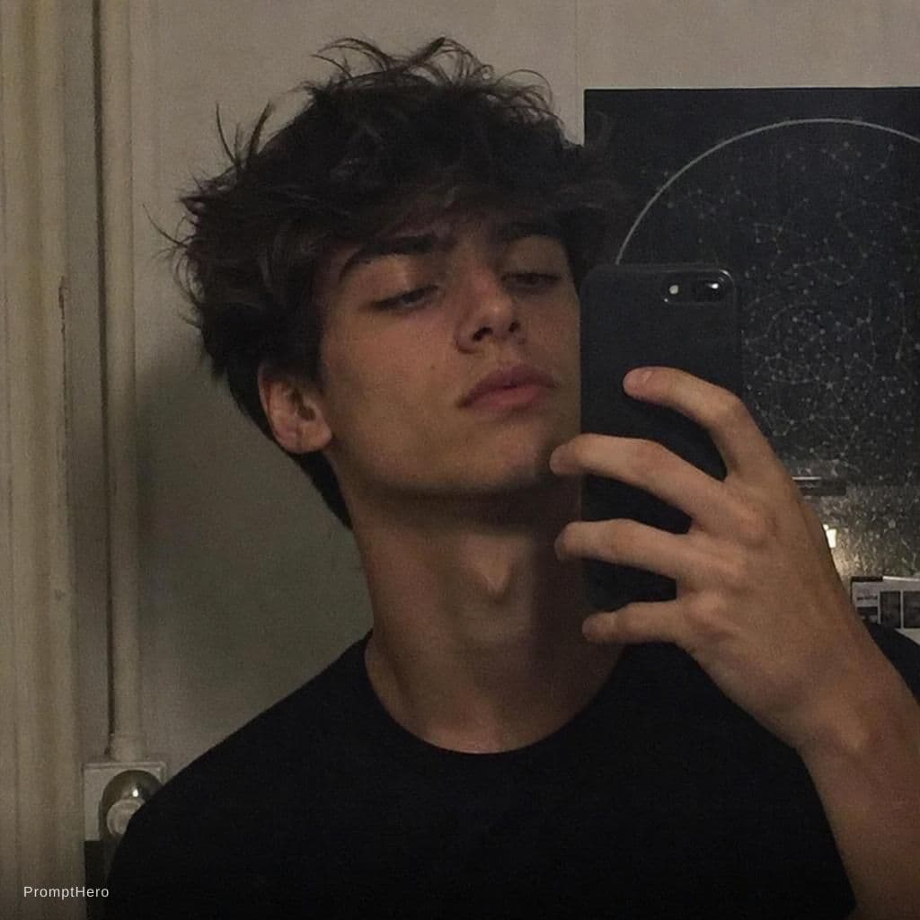 AI generated: Him, posing, handsome, selfie, low quality