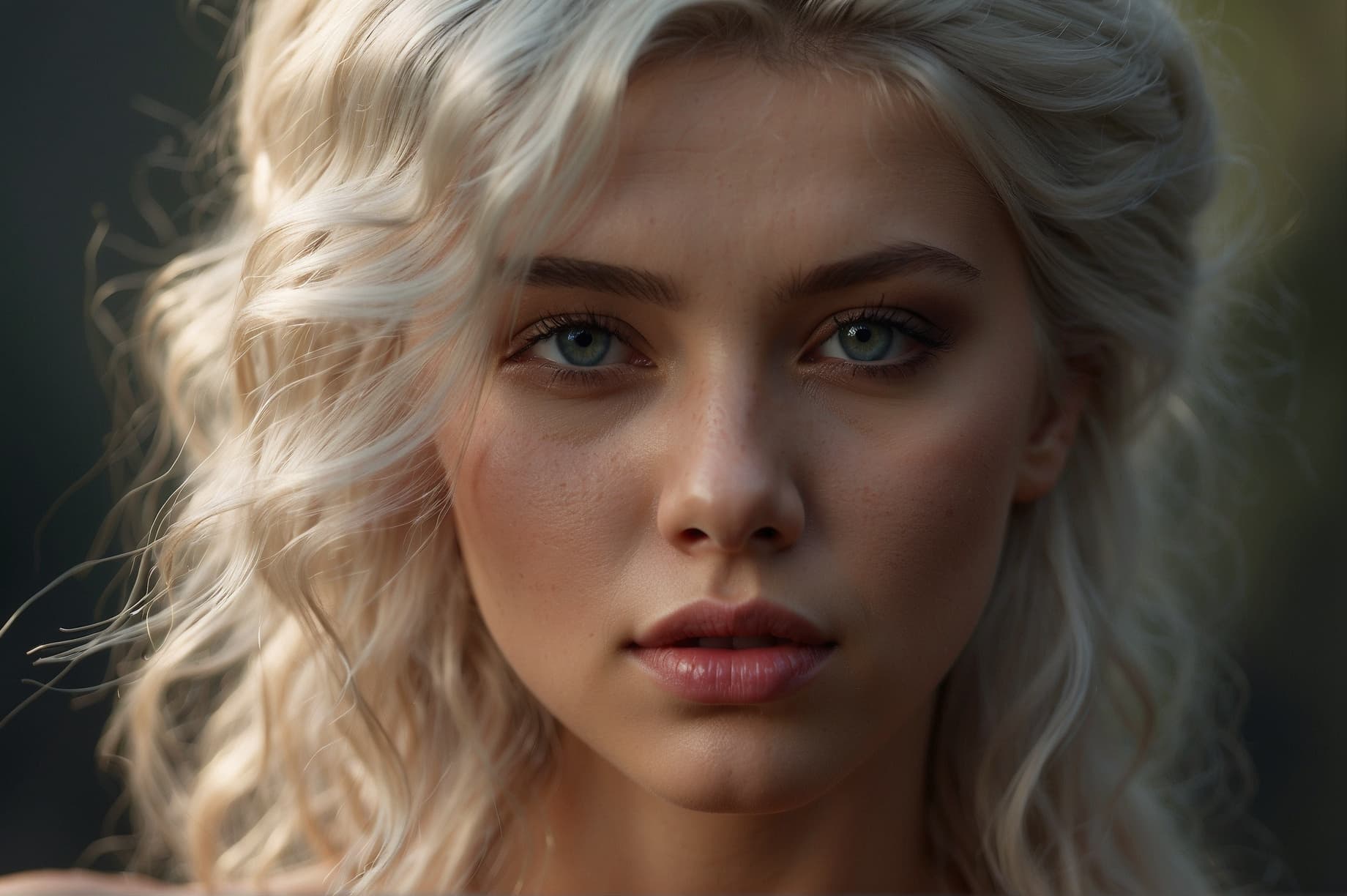 AI generated: full body of {most beautiful Girll} with {White} hair and with cute face and perfect body, soft pale...