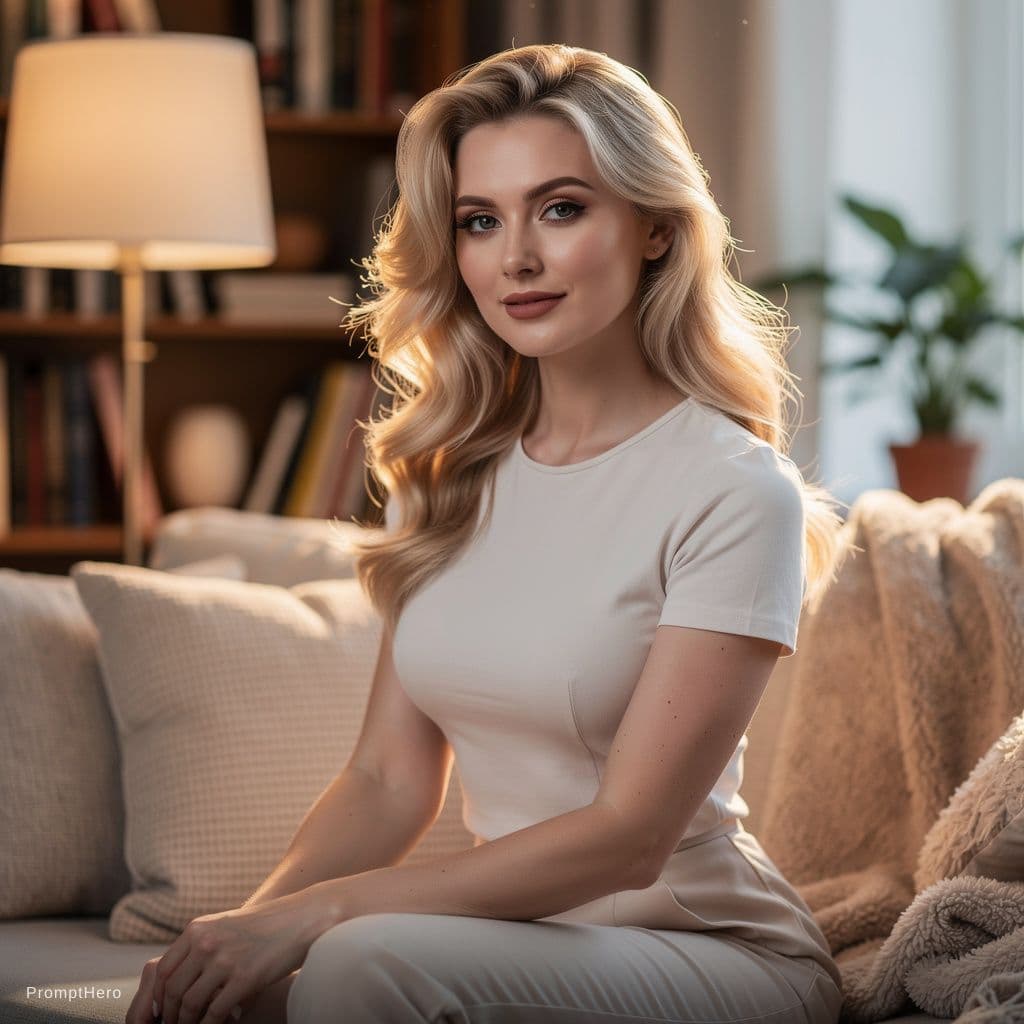 AI generated: Beautiful sexy Blonde woman white lingerie sid down 