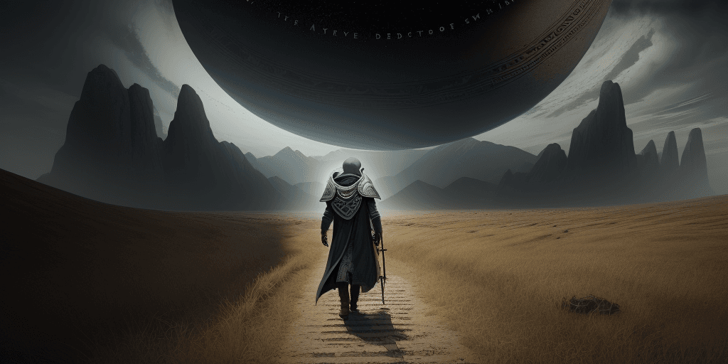 AI generated: Destiny decisions, bible, pathway, ominous, journey
