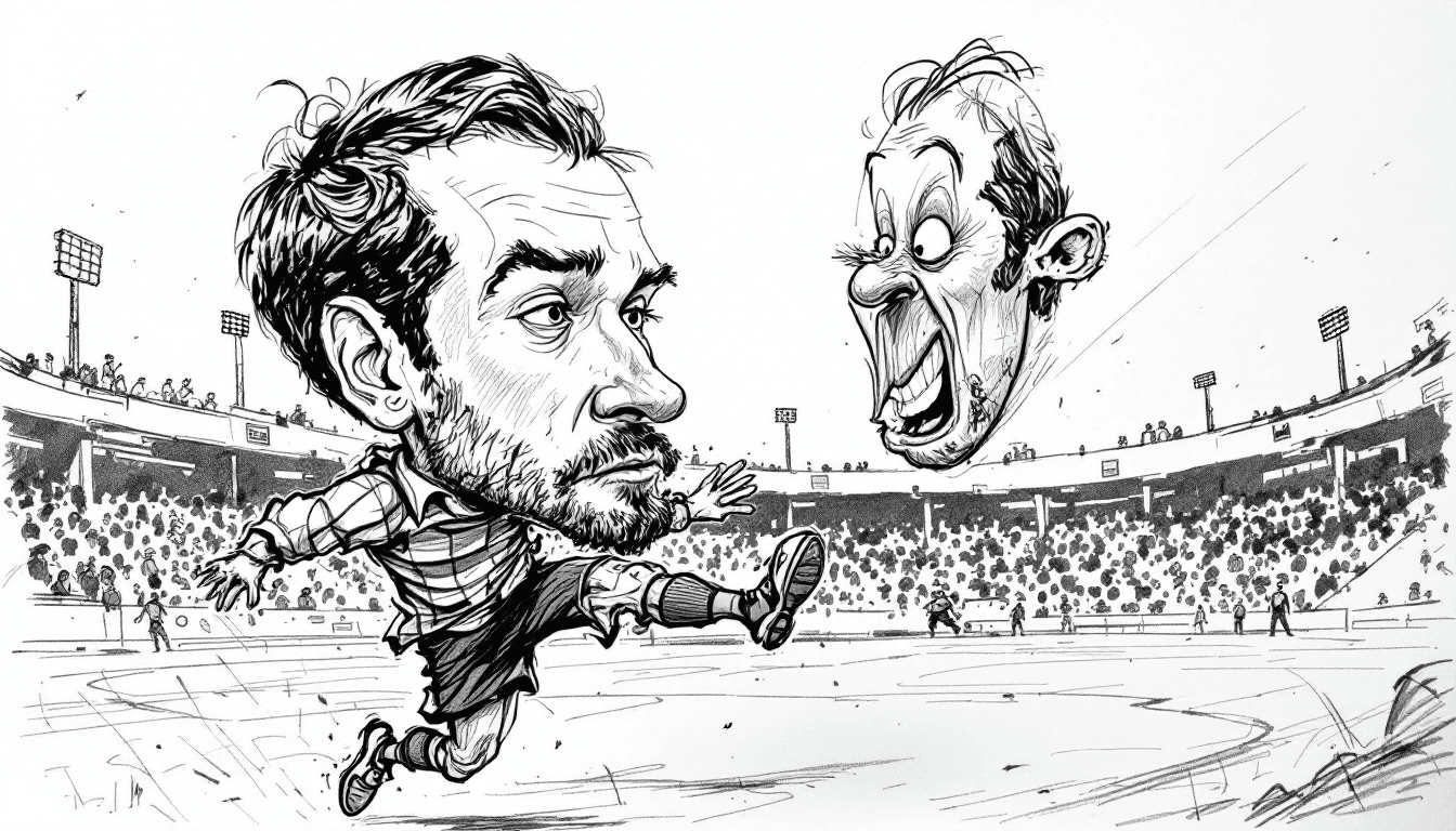 AI generated: Generate a detailed caricature sketch.
boy score a gol .The sketch is in black and white graphite pe...
