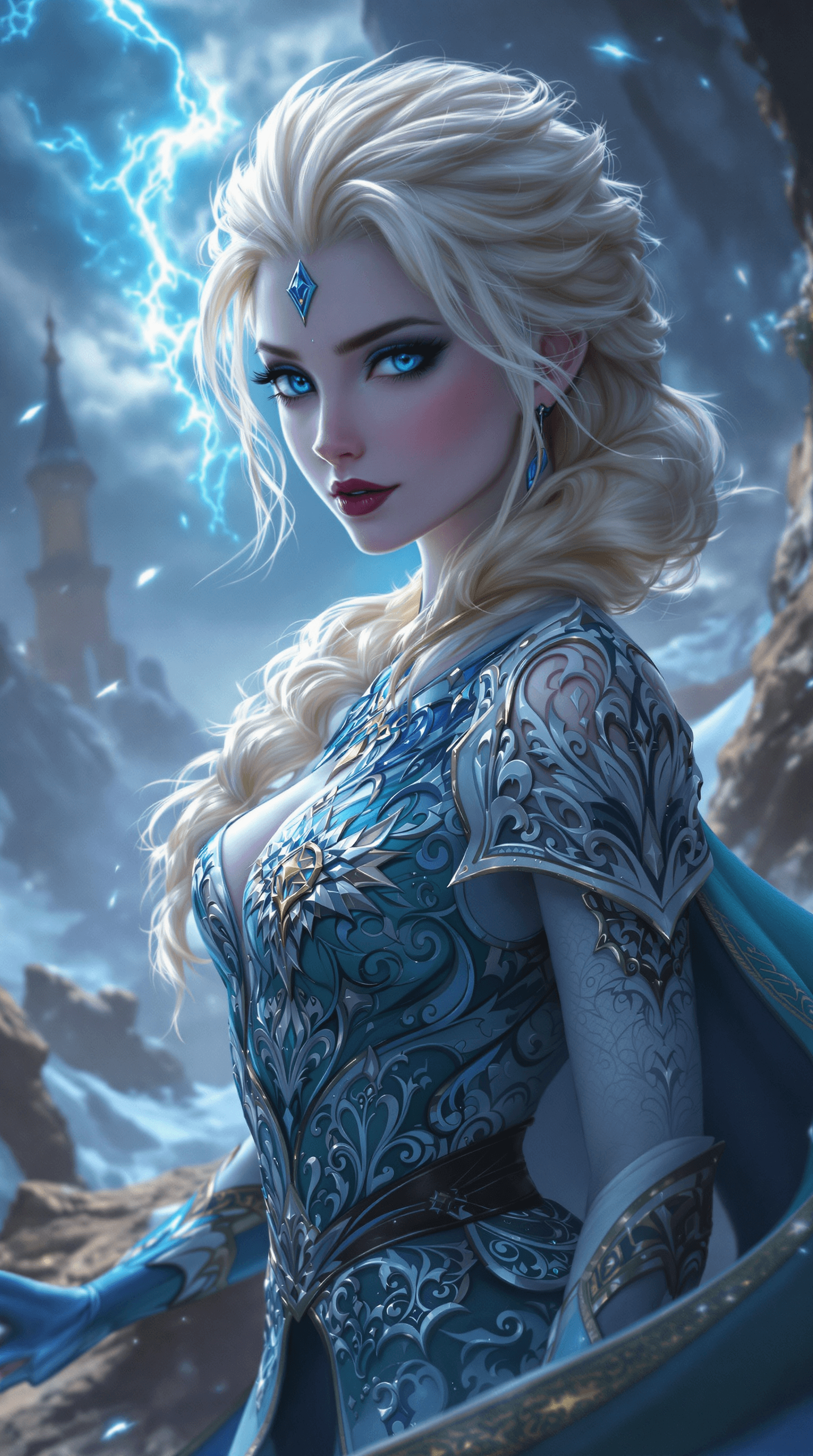AI generated: Elsa, d & d, fantasy, intricate, elegant, highly detailed, sharp focus, epic storm in background, he...
