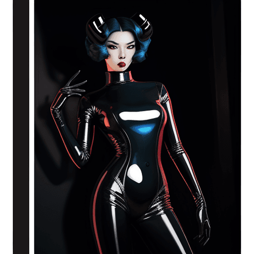 AI generated: high fashion photo, vintage latex outfit, in the style of Joong Keun Lee, intense shadows, smooth an...