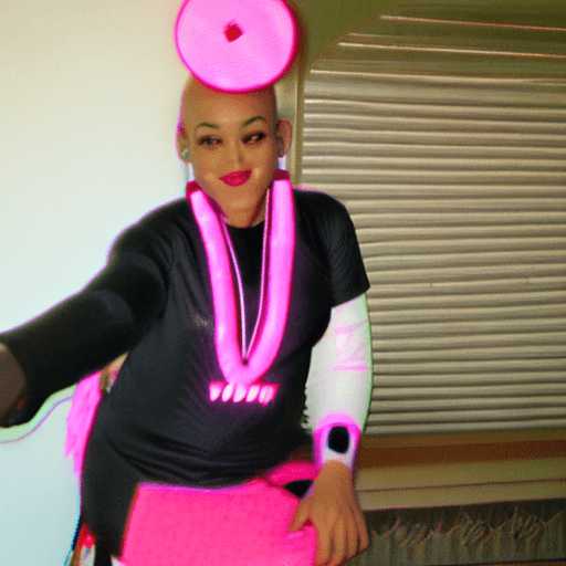 AI generated: cute feminine crossdresser kneeling sideway from the point of view. pink manicured hands, blonde hai...