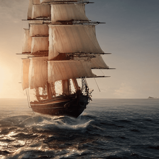 AI generated: photo of a ultra realistic sailing ship, dramatic light, pale sunrise, cinematic lighting, battered,...