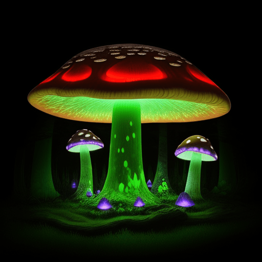 AI generated: large glowing mushroom forest --style raw --v 6.0