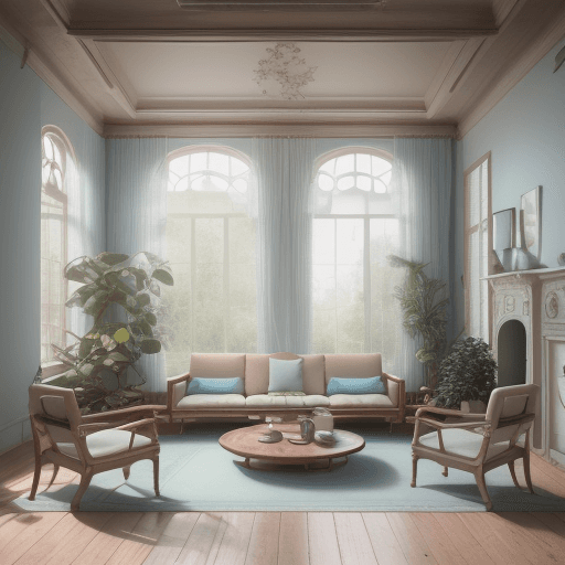 AI generated: High resolution photography interior design, dreamy sunken living room conversation pit, wooden floo...