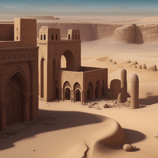 AI generated: old antic city in the desert, detailed painting, 4k, cinematic, octane, --ar 10:16