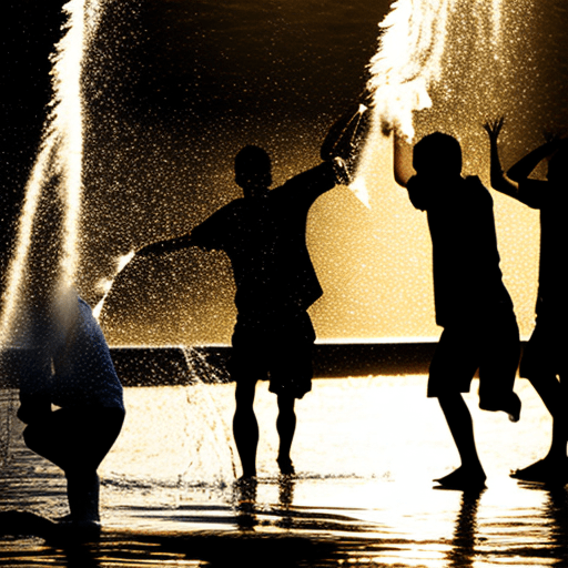 AI generated: water being thrown.  silhouette.